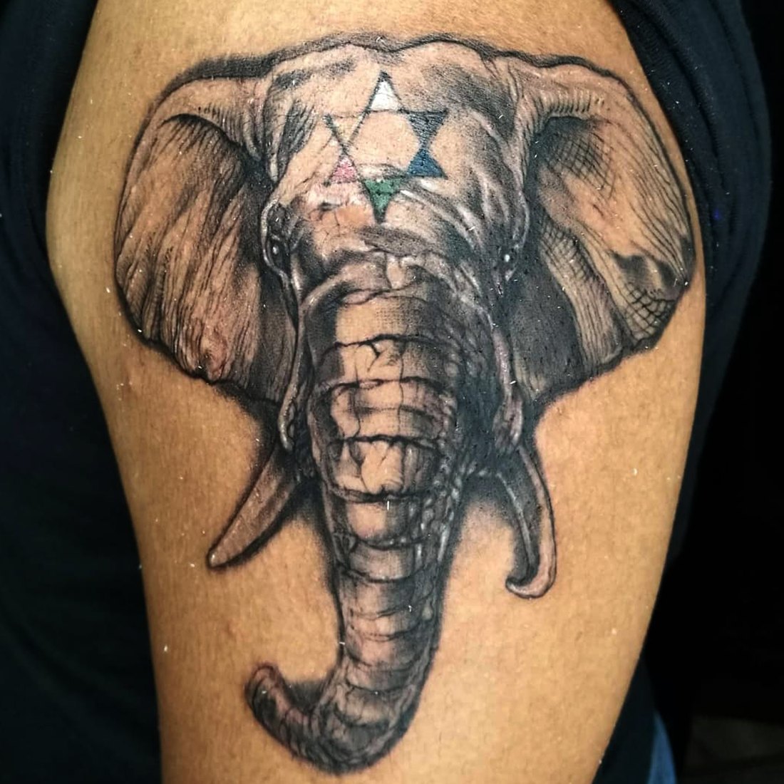 Elephant on the upper arm