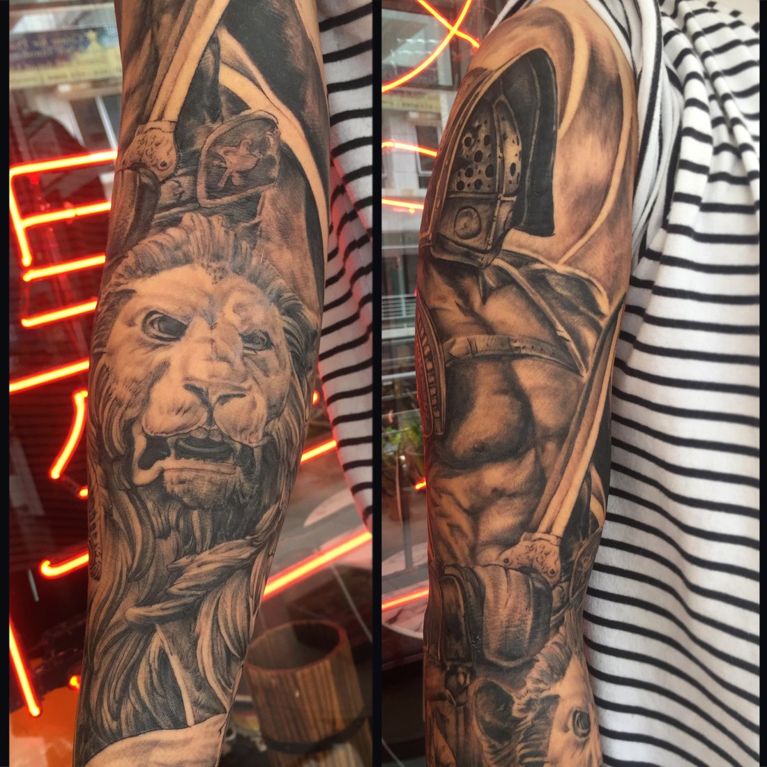 Black and grey statue sleeve